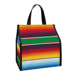 Tribal Mexican Blanket Stripe Print Insulated Lunch Tote