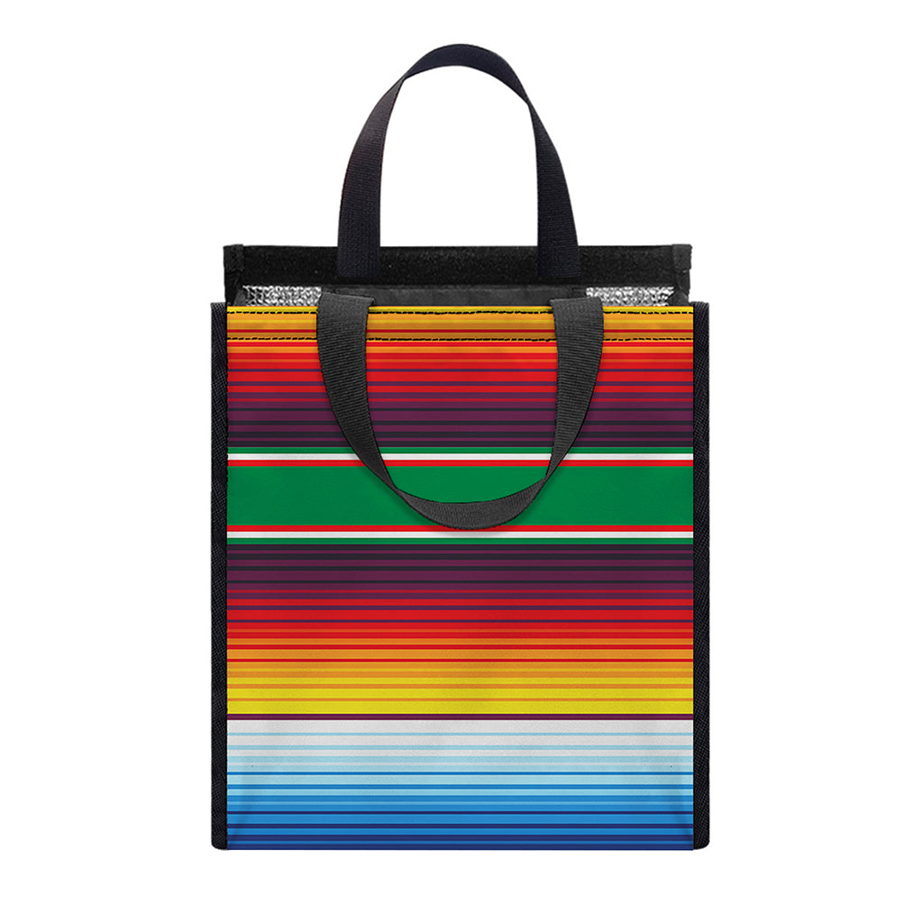 Tribal Mexican Blanket Stripe Print Insulated Lunch Tote