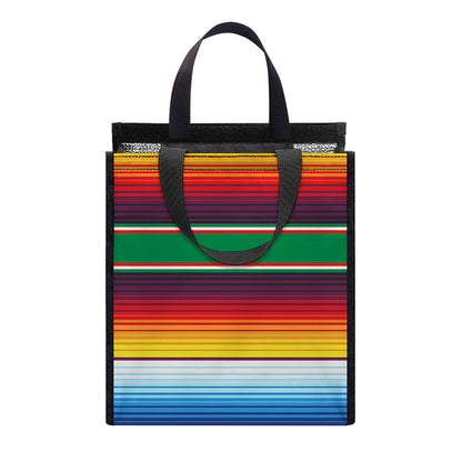 Tribal Mexican Blanket Stripe Print Insulated Lunch Tote