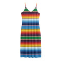 Tribal Mexican Blanket Stripe Print Jersey Midi Cami Dress