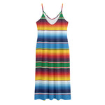 Tribal Mexican Blanket Stripe Print Jersey Midi Cami Dress