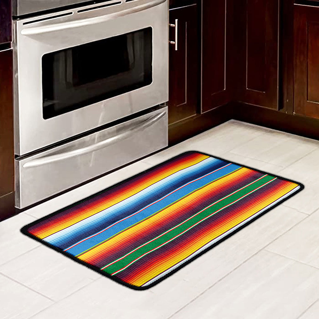 Tribal Mexican Blanket Stripe Print Kitchen Mat