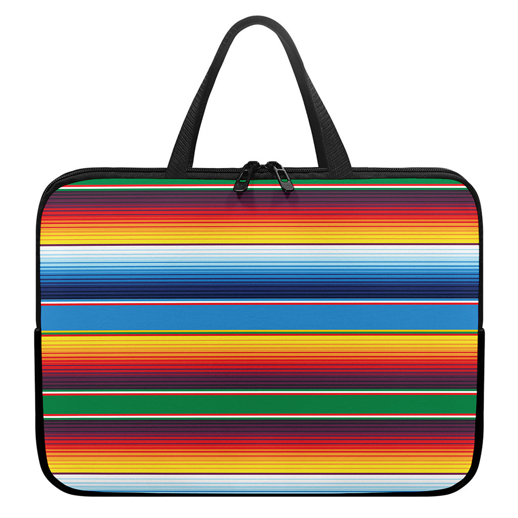 Tribal Mexican Blanket Stripe Print Laptop Sleeve With Handle