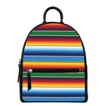 Tribal Mexican Blanket Stripe Print Leather Backpack