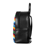Tribal Mexican Blanket Stripe Print Leather Backpack