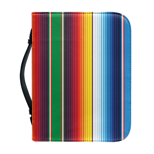 Tribal Mexican Blanket Stripe Print Leather Bible Cover
