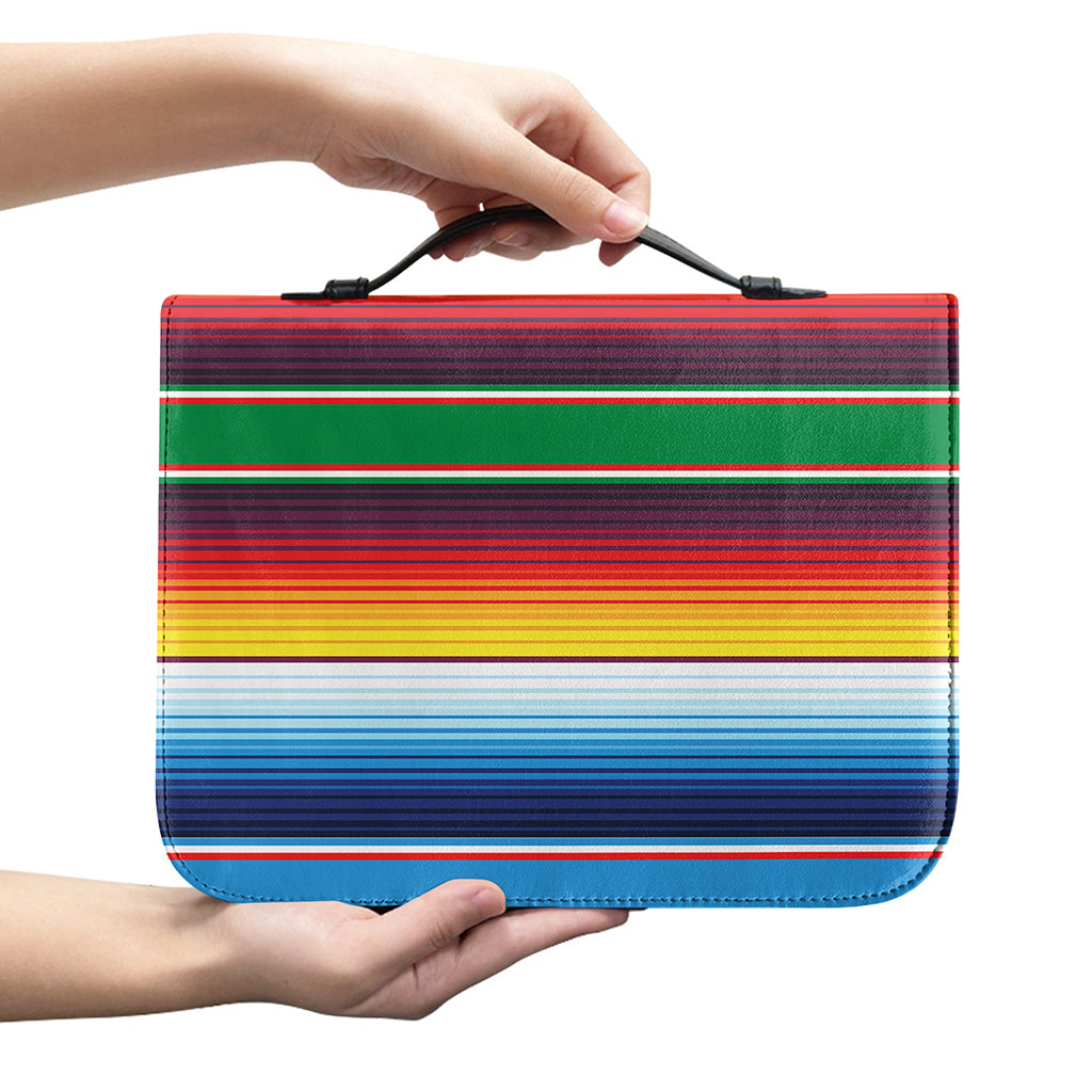 Tribal Mexican Blanket Stripe Print Leather Bible Cover