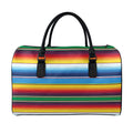 Tribal Mexican Blanket Stripe Print Leather Duffel Bag