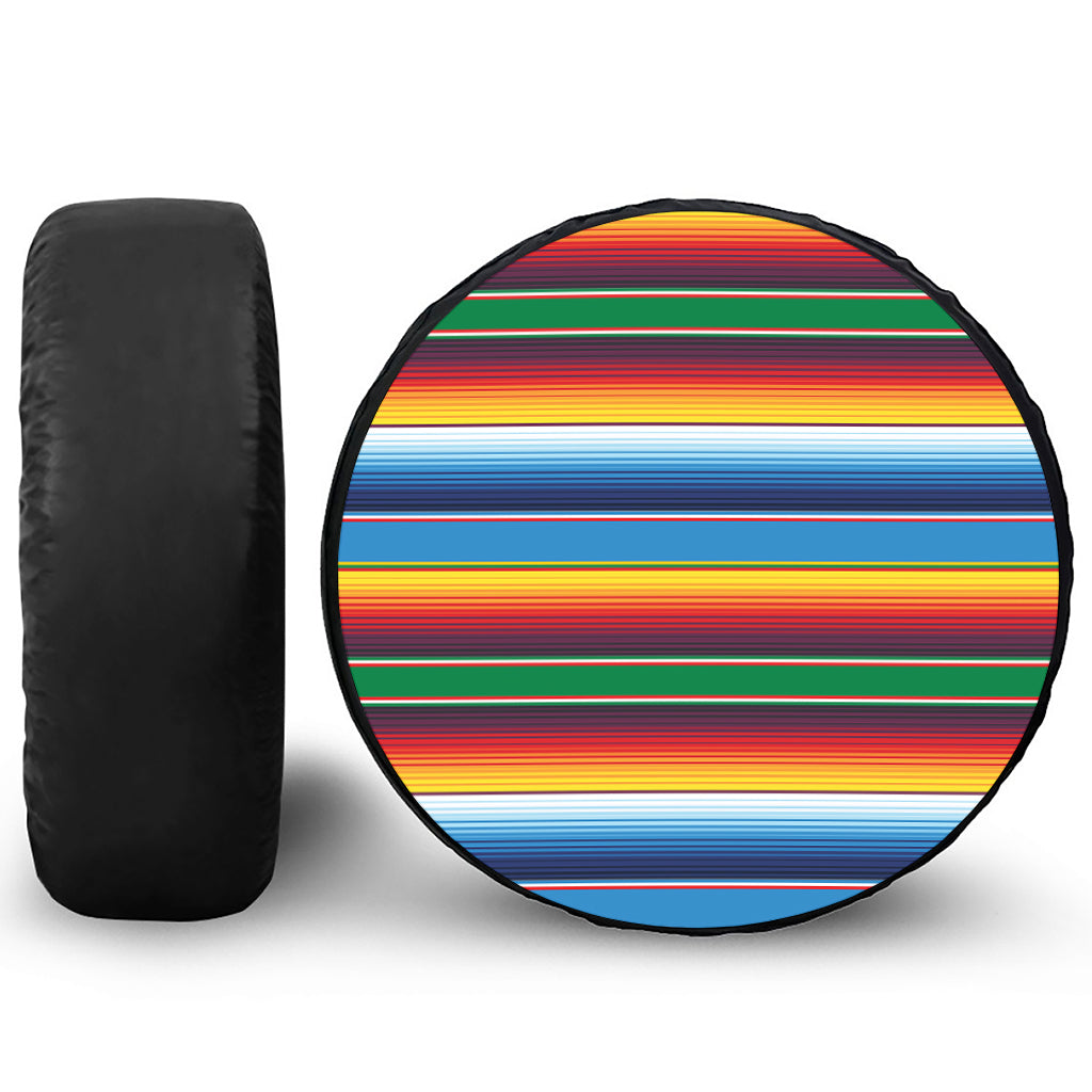 Tribal Mexican Blanket Stripe Print Leather Spare Tire Cover
