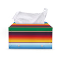 Tribal Mexican Blanket Stripe Print Leather Tissue Box Cover