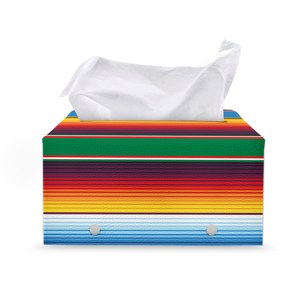 Tribal Mexican Blanket Stripe Print Leather Tissue Box Cover