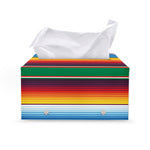 Tribal Mexican Blanket Stripe Print Leather Tissue Box Cover