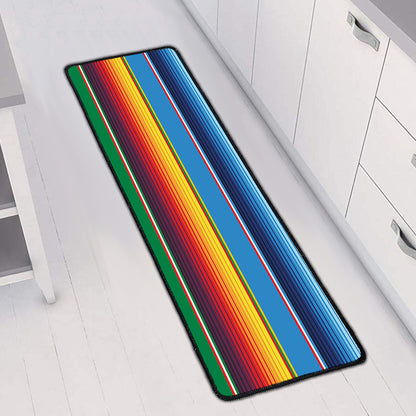 Tribal Mexican Blanket Stripe Print Long Kitchen Mat