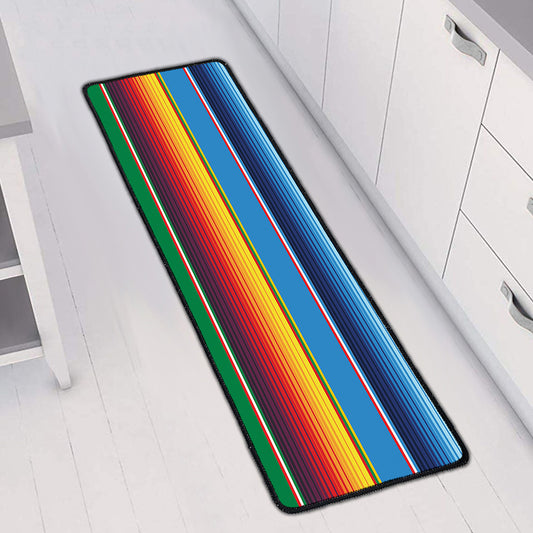 Tribal Mexican Blanket Stripe Print Long Kitchen Mat