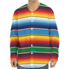 Tribal Mexican Blanket Stripe Print Long Sleeve Baseball Jersey