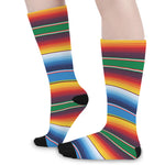 Tribal Mexican Blanket Stripe Print Long Socks