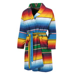 Tribal Mexican Blanket Stripe Print Men's Bathrobe