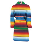 Tribal Mexican Blanket Stripe Print Men's Bathrobe