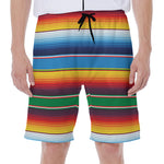 Tribal Mexican Blanket Stripe Print Men's Beach Shorts