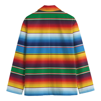 Tribal Mexican Blanket Stripe Print Men's Blazer