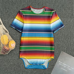 Tribal Mexican Blanket Stripe Print Men's Bodysuit