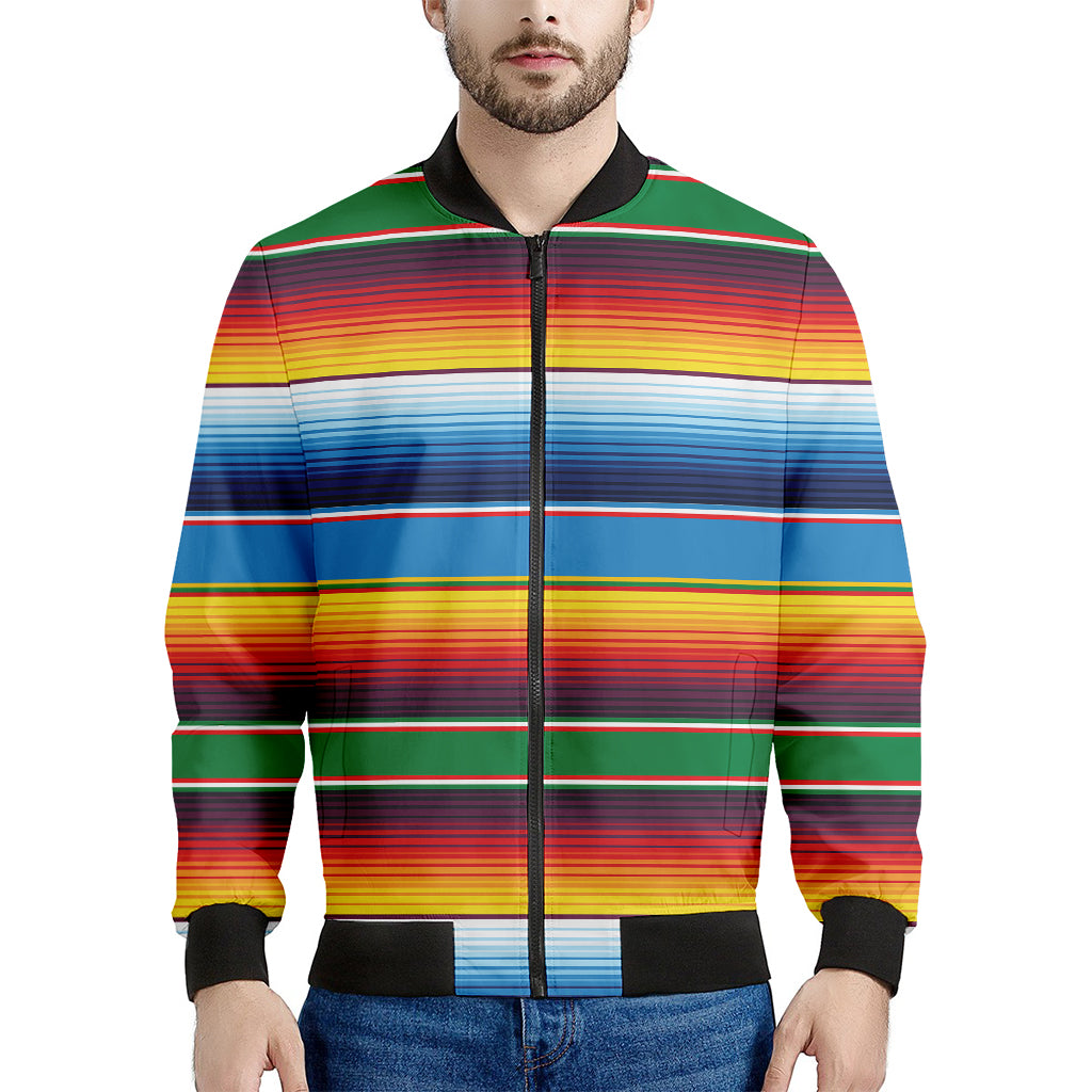 Tribal Mexican Blanket Stripe Print Men's Bomber Jacket