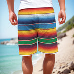 Tribal Mexican Blanket Stripe Print Men's Cargo Shorts