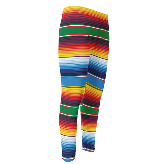 Tribal Mexican Blanket Stripe Print Men's Compression Pants
