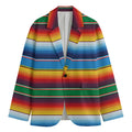 Tribal Mexican Blanket Stripe Print Men's Cotton Blazer