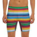 Tribal Mexican Blanket Stripe Print Men's Long Boxer Briefs