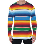 Tribal Mexican Blanket Stripe Print Men's Long Sleeve T-Shirt