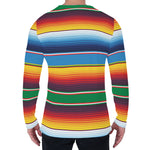 Tribal Mexican Blanket Stripe Print Men's Long Sleeve T-Shirt