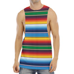 Tribal Mexican Blanket Stripe Print Men's Muscle Tank Top