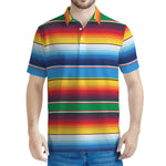 Tribal Mexican Blanket Stripe Print Men's Polo Shirt