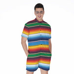 Tribal Mexican Blanket Stripe Print Men's Rompers