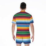 Tribal Mexican Blanket Stripe Print Men's Rompers