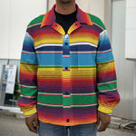 Tribal Mexican Blanket Stripe Print Men's Shirt Jacket
