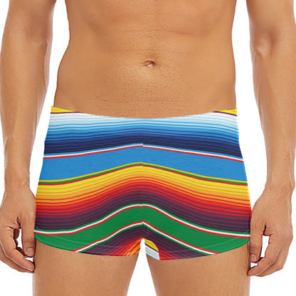 Tribal Mexican Blanket Stripe Print Men's Short Boxer Briefs