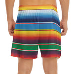 Tribal Mexican Blanket Stripe Print Men's Split Running Shorts