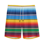 Tribal Mexican Blanket Stripe Print Men's Sports Shorts