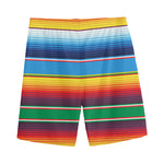 Tribal Mexican Blanket Stripe Print Men's Sports Shorts