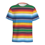 Tribal Mexican Blanket Stripe Print Men's Sports T-Shirt