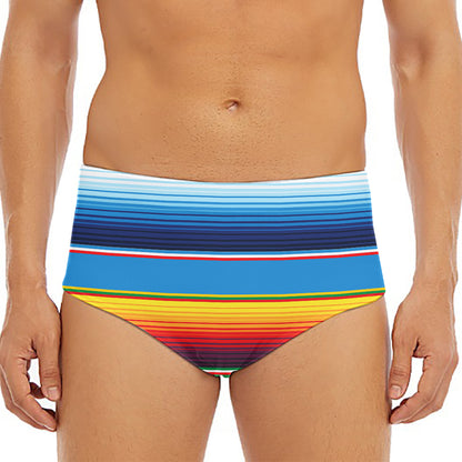 Tribal Mexican Blanket Stripe Print Men's Triangle Swim Briefs