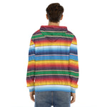 Tribal Mexican Blanket Stripe Print Men's Velvet Pullover Hoodie