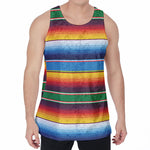Tribal Mexican Blanket Stripe Print Men's Velvet Tank Top