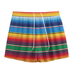 Tribal Mexican Blanket Stripe Print Mesh Shorts