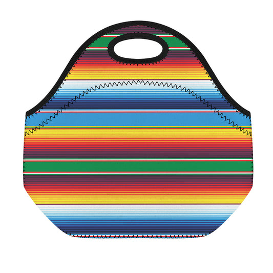 Tribal Mexican Blanket Stripe Print Neoprene Lunch Bag