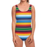 Tribal Mexican Blanket Stripe Print One Piece Swimsuit