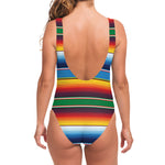 Tribal Mexican Blanket Stripe Print One Piece Swimsuit