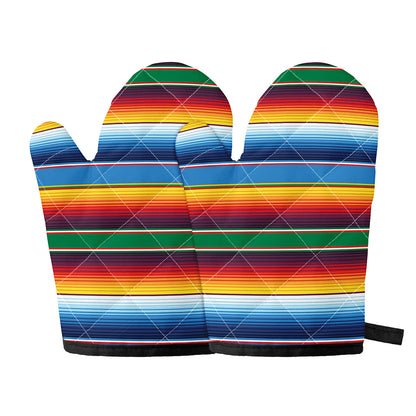 Tribal Mexican Blanket Stripe Print Oven Mitts